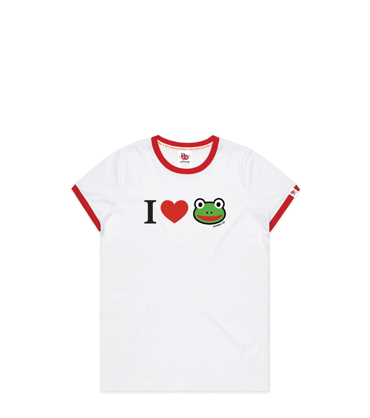 White/Red Ringer T-Shirt with Bold Graphic