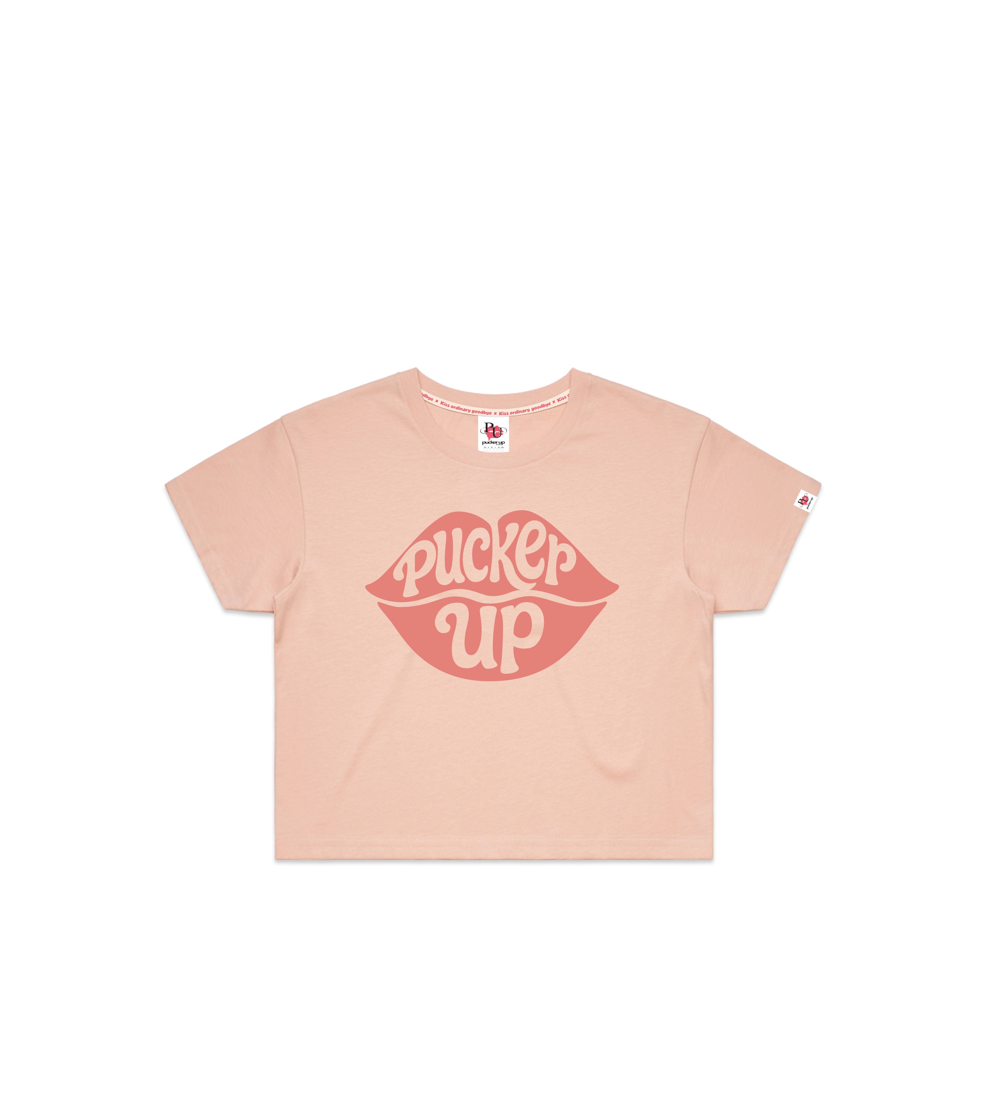 Pale Pink Crop T-Shirt with Bold Graphic