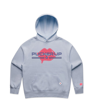 Powder Blue Hoodie with Bold Graphic