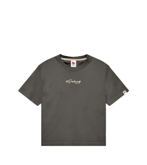 Pepper Pigment Dyed Boxy Crop T-Shirt with Bold Graphic