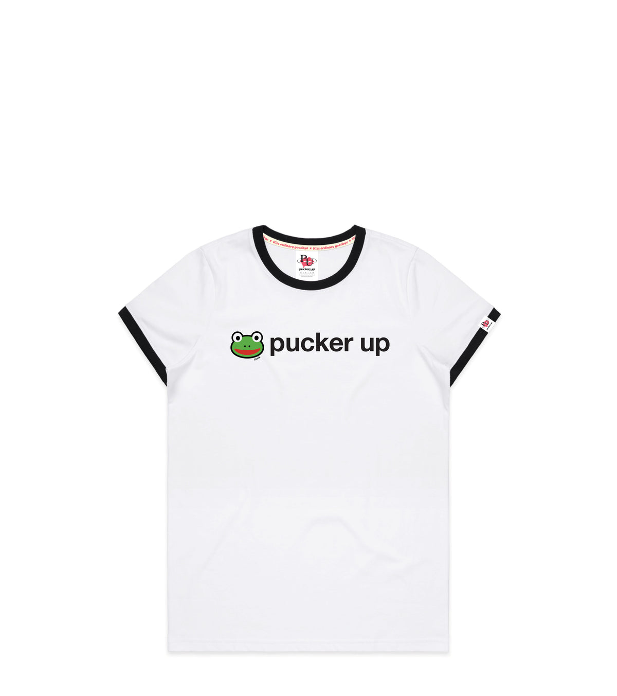 White/Black Ringer T-Shirt with Bold Graphic